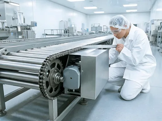 Conveyor sprocket in packaged food plant